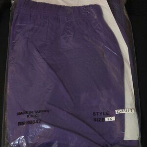 Vintage Roaman's / Woman Within Purple Knit Pants - Elastic Waist